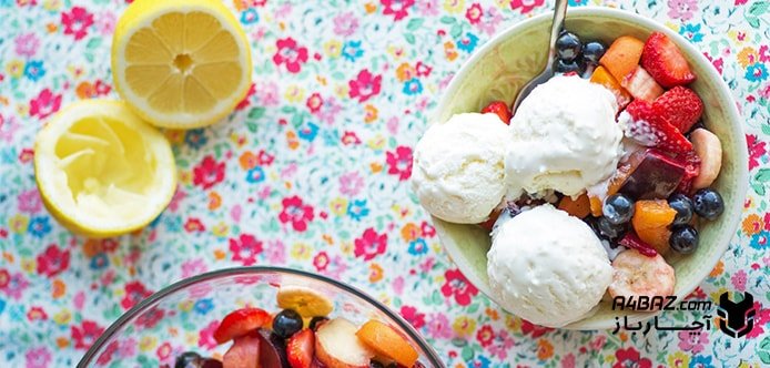 سالاد میوه با بستنی