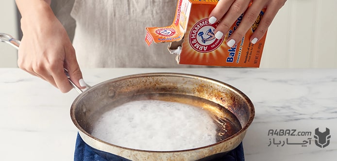 تمیز کردن ظروف روحی با جوش شیرین و آب