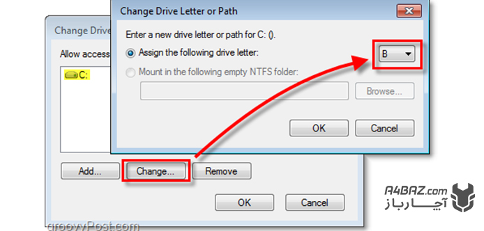 Change Drive Letter and Path در ویندوز 
