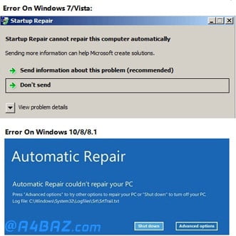 مشکل Startup Repair کامپیوتر