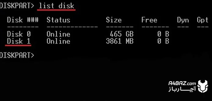 list disk تایپ list disk تایپ