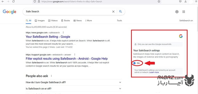 فعال بودن Safe Search گوگل
