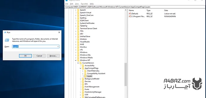 تغییر حساب کاربری در Registry Editor 