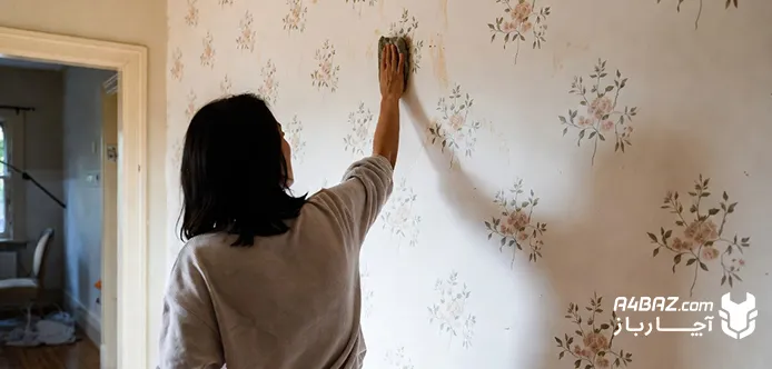 تمیز کردن کاغذ دیواری قابل شستشو با دستمال