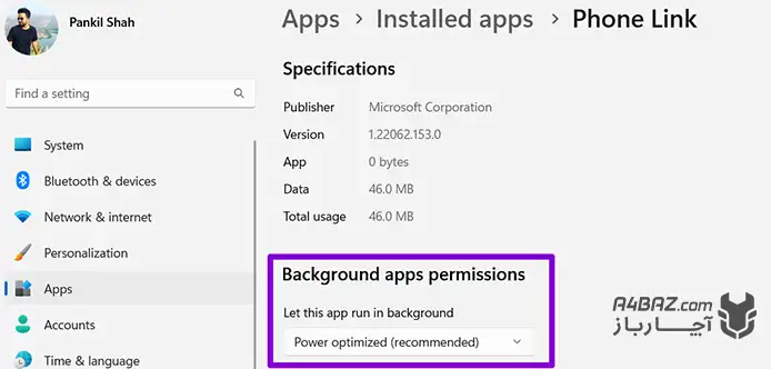 محل قرارگیری Background App Permissions در ویندوز 11