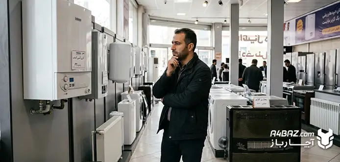 یک مرد در حال بررسی اینکه پکیج بهتر است یا بخاری